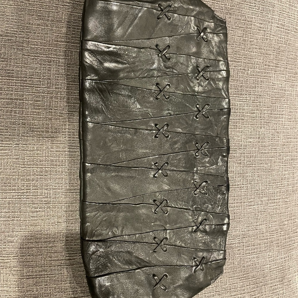 Isabella Fiore Black Leather Clutch - Picture 2 of 6